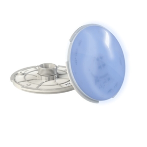 Blaue Poolleuchte Ø100mm für Unterwasserbeleuchtung.