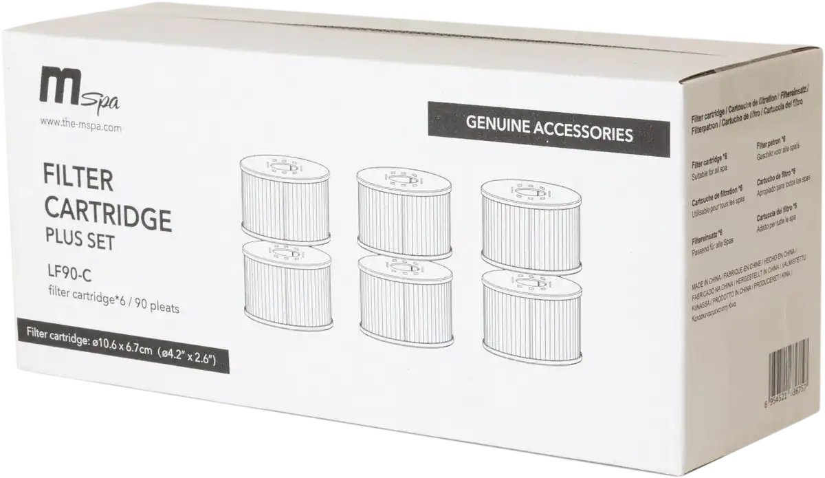 Set von 6 MSpa Spafiltern für Whirlpools und Spas.