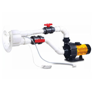 Pool-Filterpumpe mit Pumpengehäuse und Anschlüssen für Wasserzirkulation.