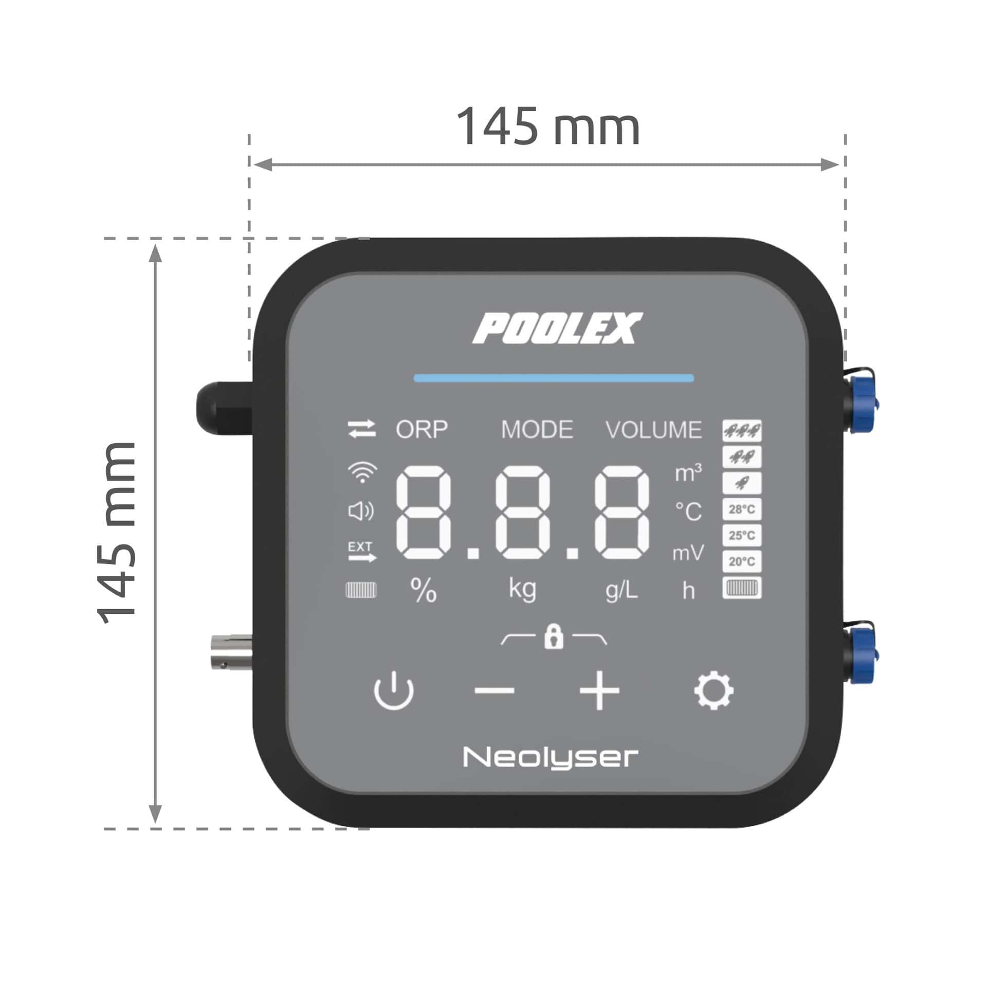 Digitaler Poolmesser für Pools mit Display und Bedientasten.