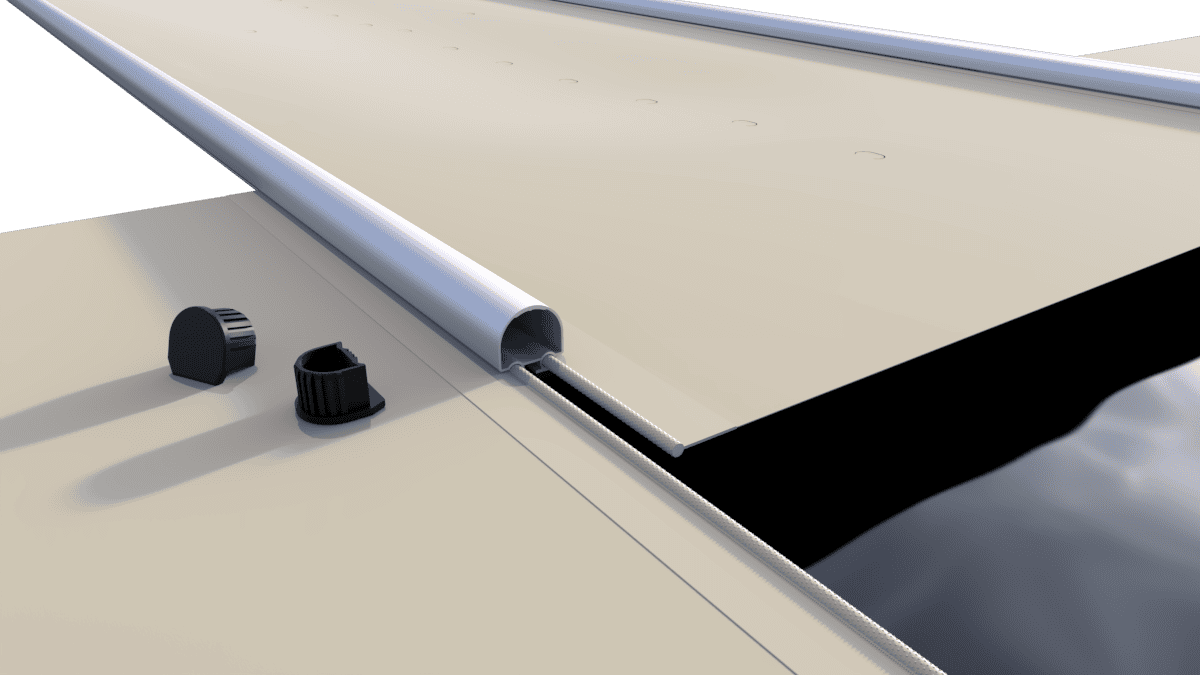 Sicherheitsabdeckung "Segment" beige für Pools, pro m², mit einfach zu bedienendem Verschluss.
