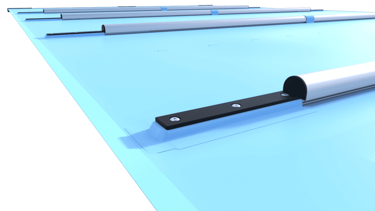 Blaue Sicherheitsabdeckung "Extra Top" für Pools, pro m².