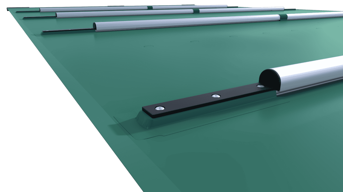 Sicherheitsabdeckung "Extra Top" in Grün für Pools, pro m², bietet zusätzliche Sicherheit und Schutz.