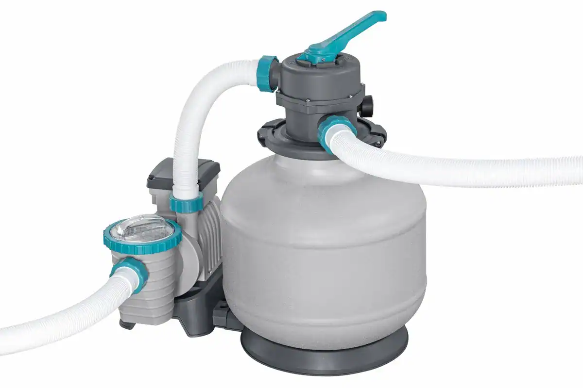 Filterpumpe für Bestway APX 365 Pool mit Sandfilter und Zubehör.