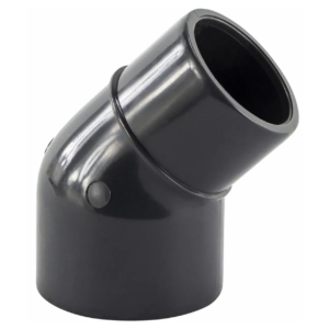 Knie 45 Grad, reduzierend, 63/50mm x 63mm - rostfreie Stahlbiegung für Poolrohre.