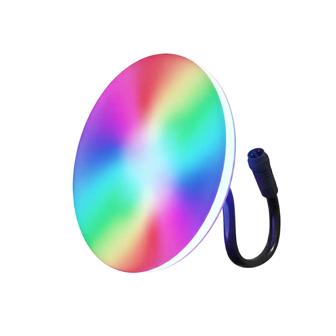 Beleuchtete Poolbeleuchtung mit RGB-Farben, 100 mm Durchmesser, ideal für stimmungsvolle Poolbeleuchtung.