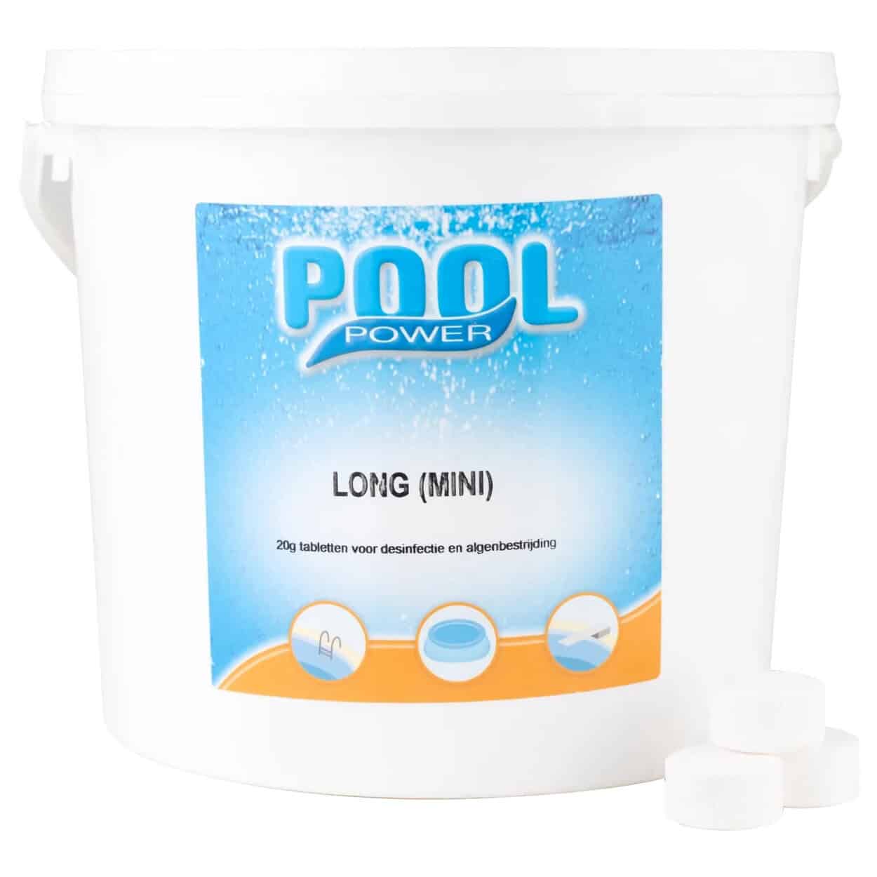 Chlortabletten zur Poolentkeimung und Algenbekämpfung, 20 Gramm, 5 kg Verpackung.