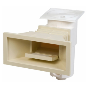 Breiter Sand/Beige-Skimmer für Poolreinigung und Filtration.