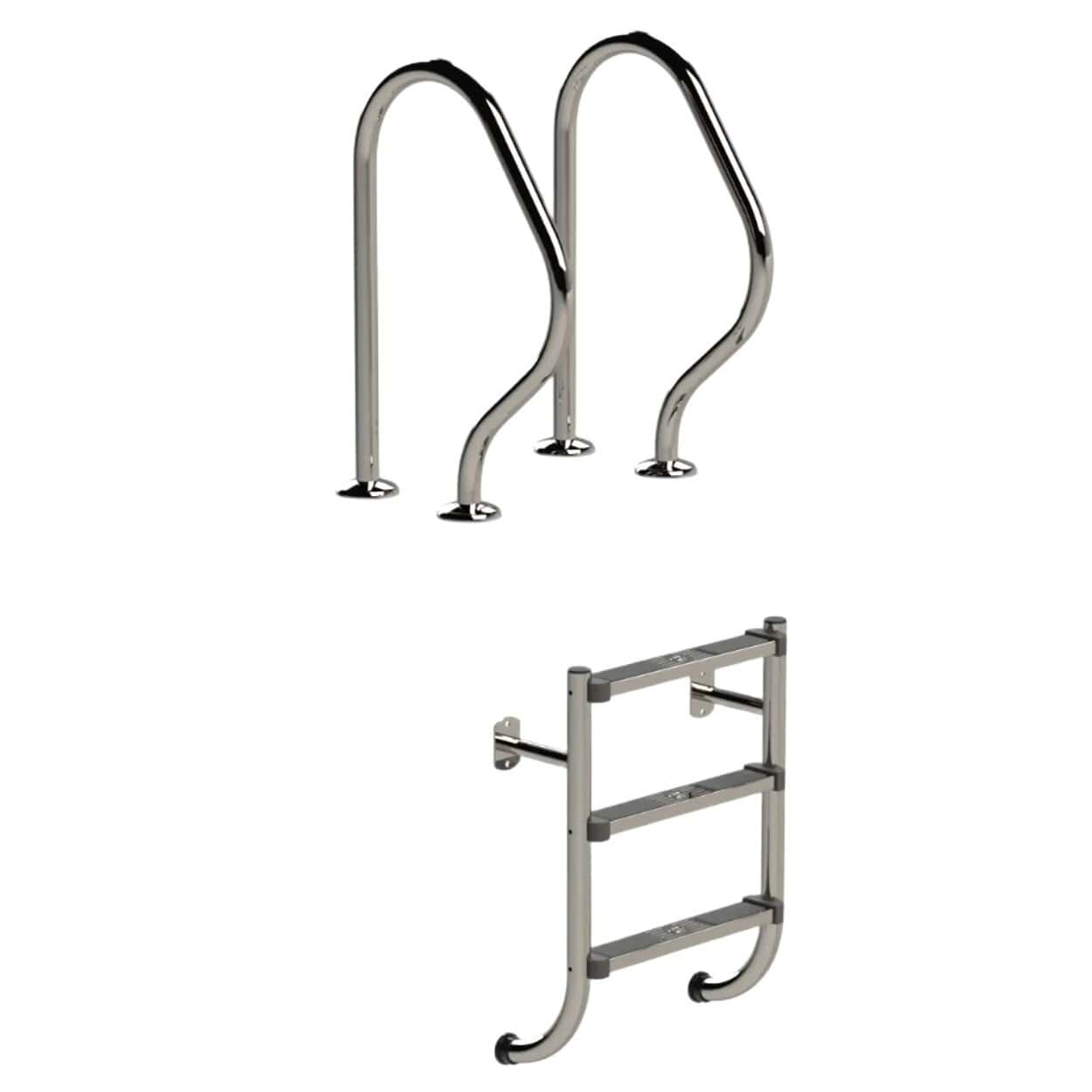Edelstahl-Pooltreppe 3 Stufen für sicheren Zugang zum Pool.