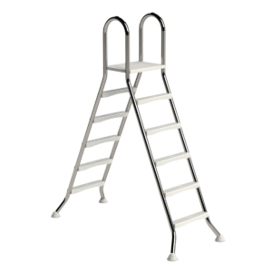 Edelstahl-Pooltreppe mit 2x5 Stufen für sicheren Zugang zum Pool.