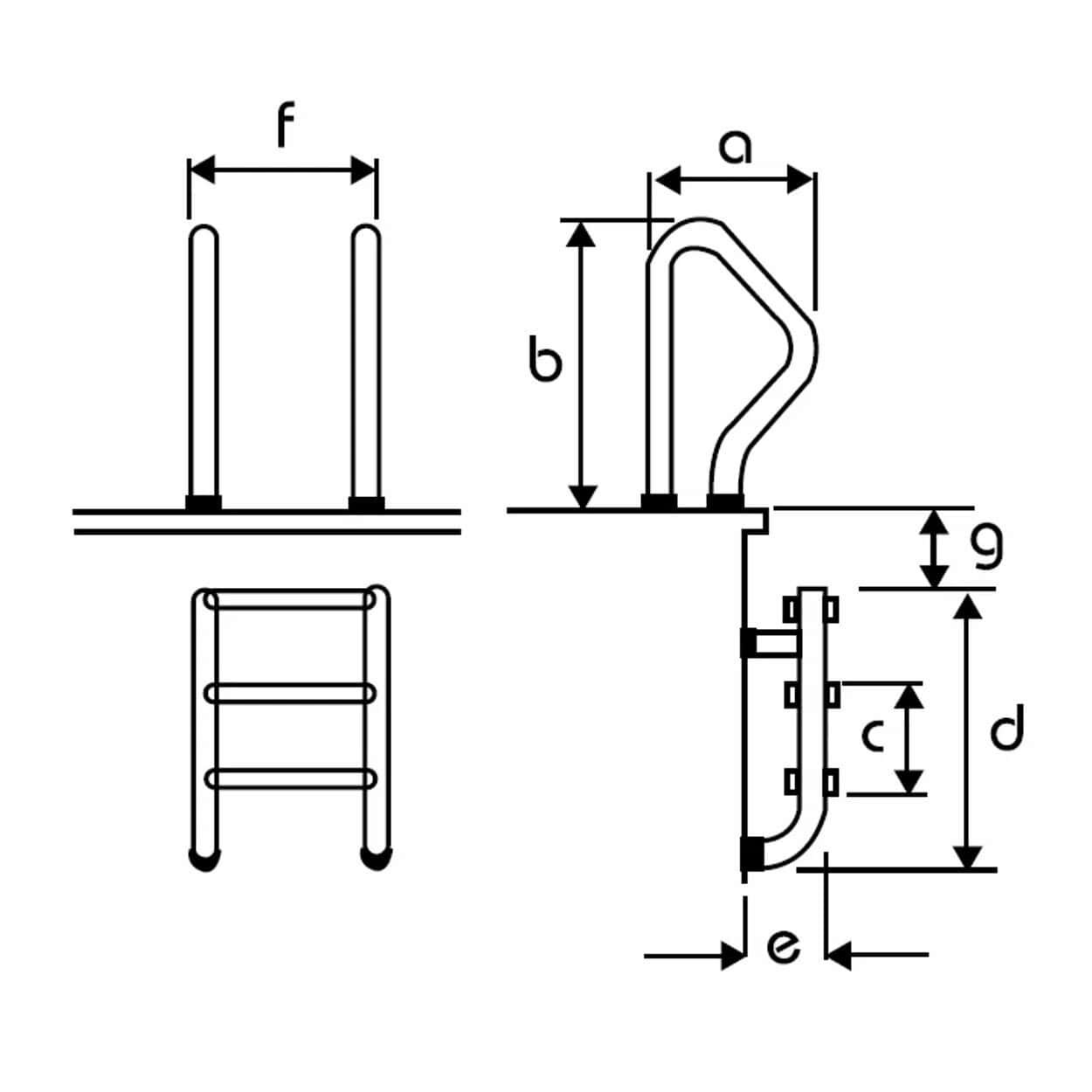 Pooltreppe mit Metallrahmen und Antirutschstufen für sicheren Zugang.