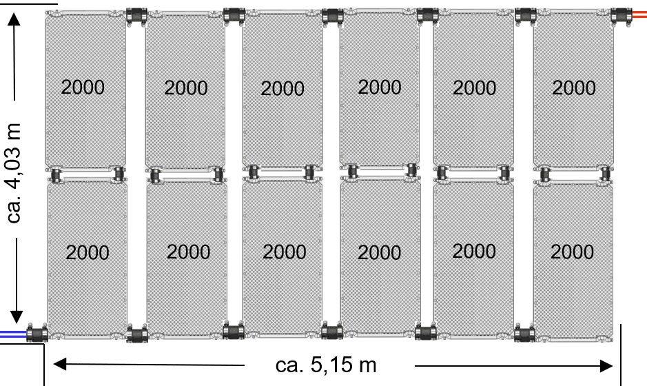 Solarheizungsset für Pool bis 48 m² mit Absorberpaneelen.