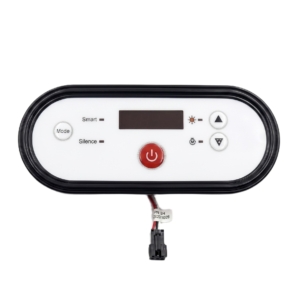 Elektronisches Bedienfeld für Pooleinstellungen und Temperaturregelung.