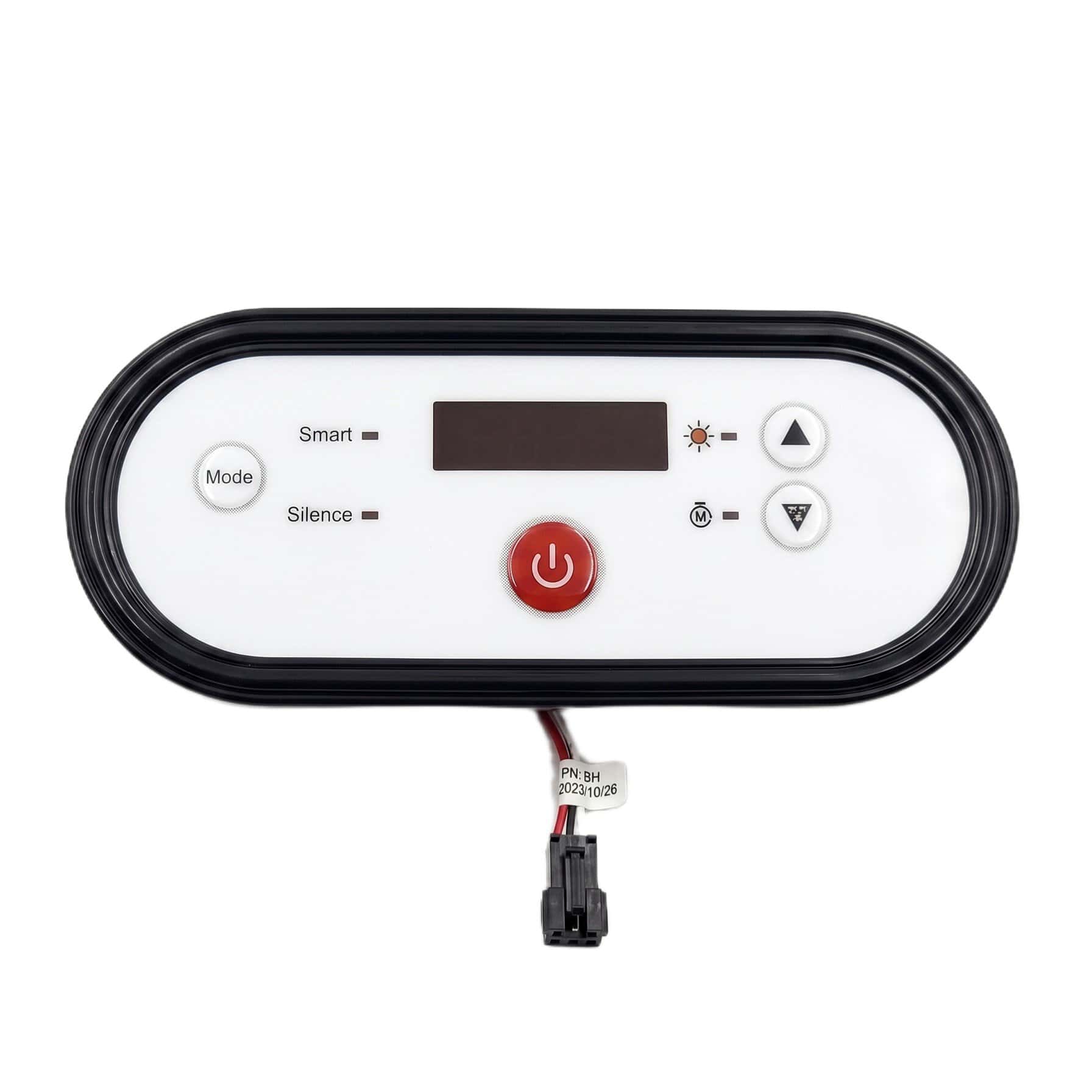 Elektronisches Bedienfeld für Pooleinstellungen und Temperaturregelung.