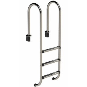Edelstahl-Pooltreppe mit 3 Stufen für einen sicheren Zugang zum Pool.