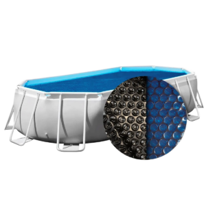Solarabdeckung für Pool oval 600x320 cm schwarz/blau.