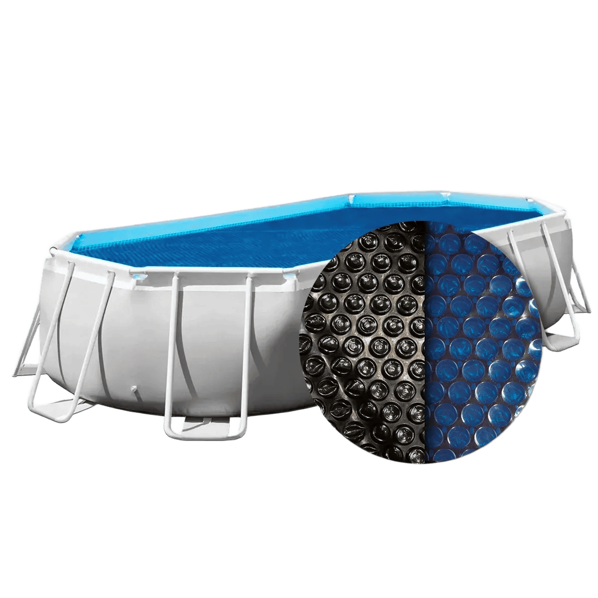 Solarabdeckung für Pool oval 600x320 cm schwarz/blau.