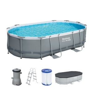 Bestway Power Steel ovaler Pool - 488 x 305 x 107 cm - mit Filterpumpe und Zubehör