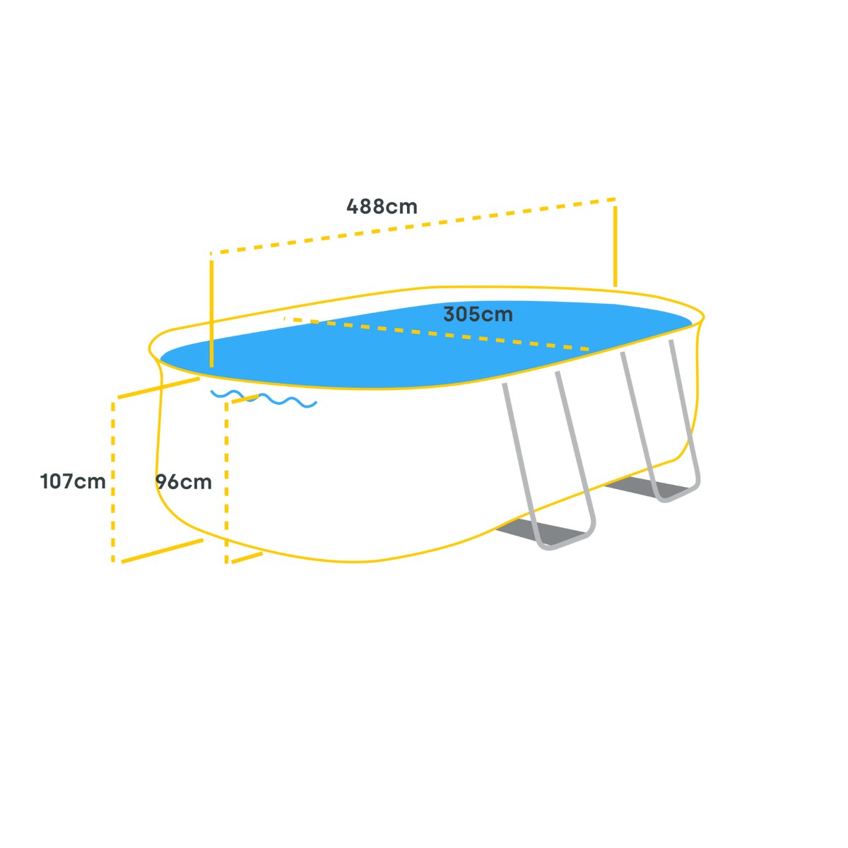Bestway Power Steel ovaler Pool - 488 x 305 x 107 cm - mit Filterpumpe und Zubehör