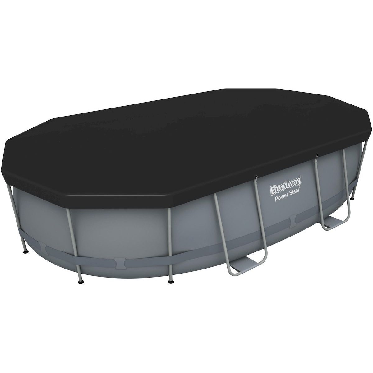 Bestway Power Steel ovaler Pool - 488 x 305 x 107 cm - mit Filterpumpe und Zubehör