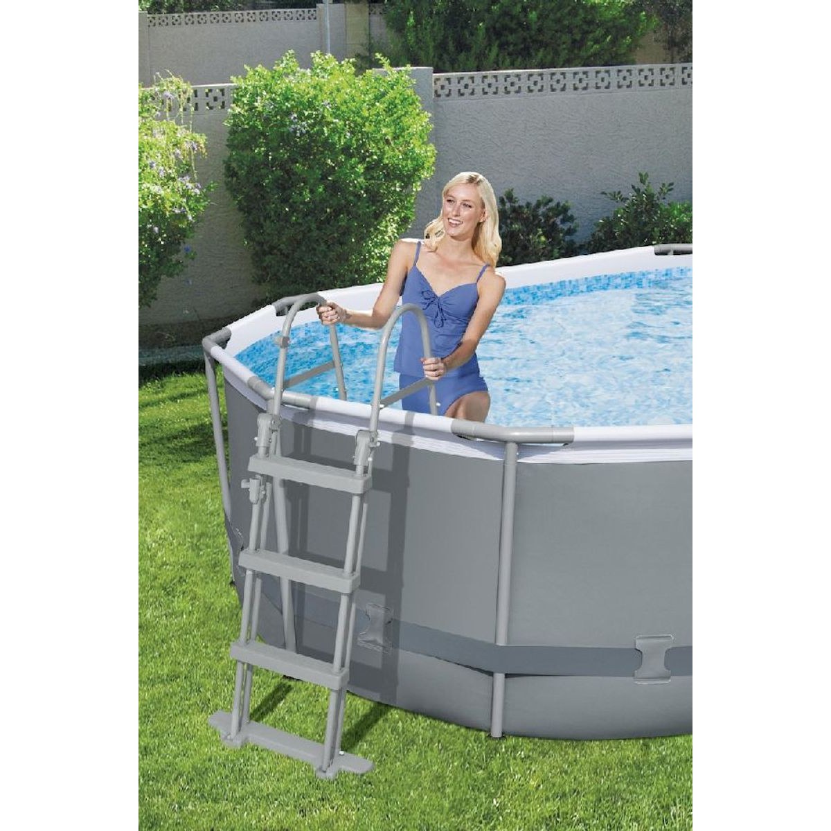 Bestway Power Steel ovaler Pool - 488 x 305 x 107 cm - mit Filterpumpe und Zubehör