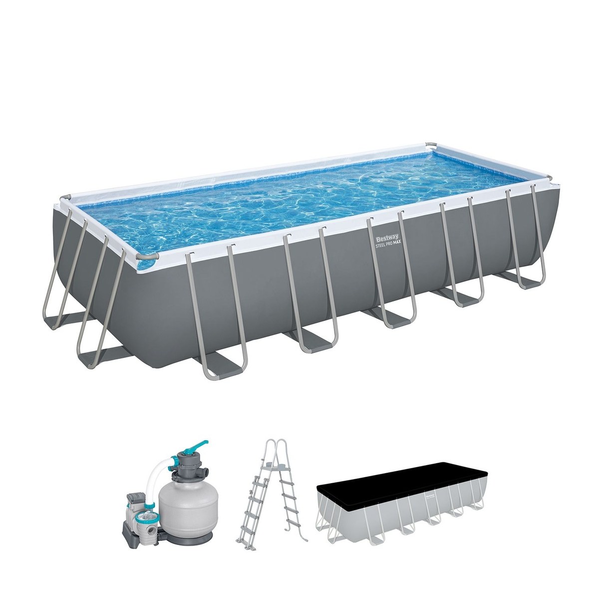 Bestway Power Steel Pool - 640 x 274 x 132 cm - mit Sandfilterpumpe und Zubehör