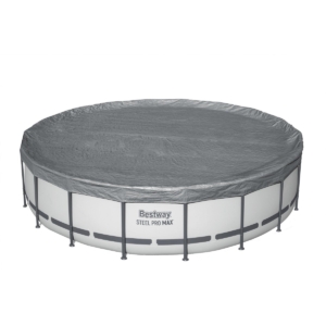 Faltbarer Pool aus Stahl und Polyester, ideal für sommerliche Abkühlung.