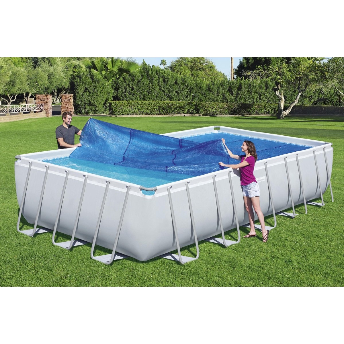 Bestway Solarabdeckung rechteckig - 732 x 366 cm (Abdeckungsgröße 703 x 336) - Blau