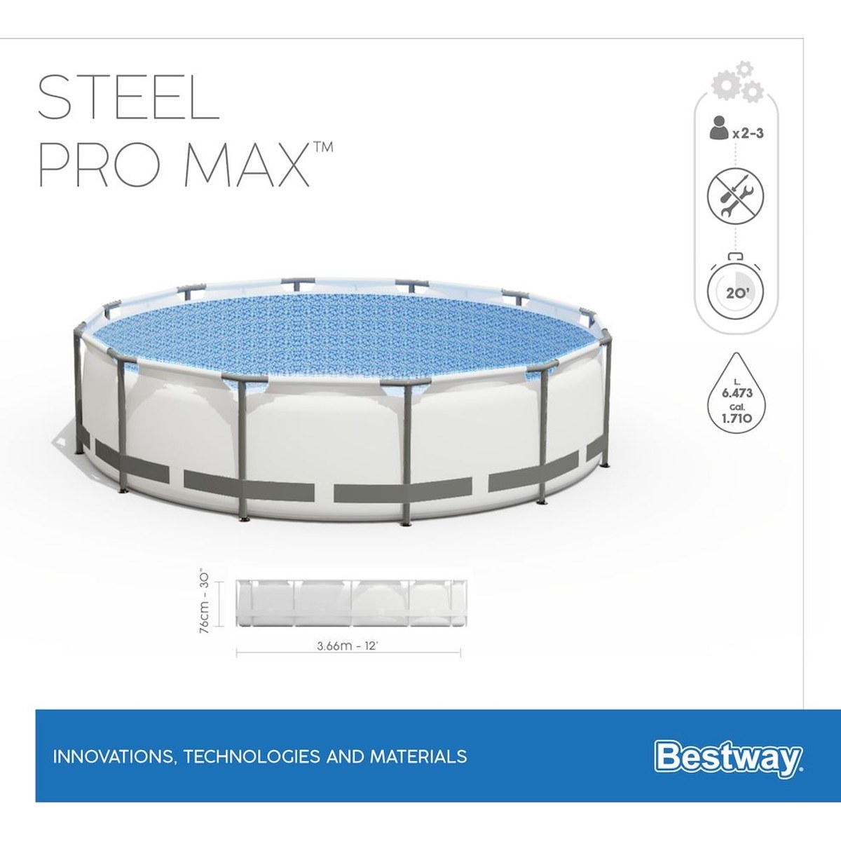 Bestway Steel Pro MAX Pool - 366 x 76 cm - mit Filterpumpe