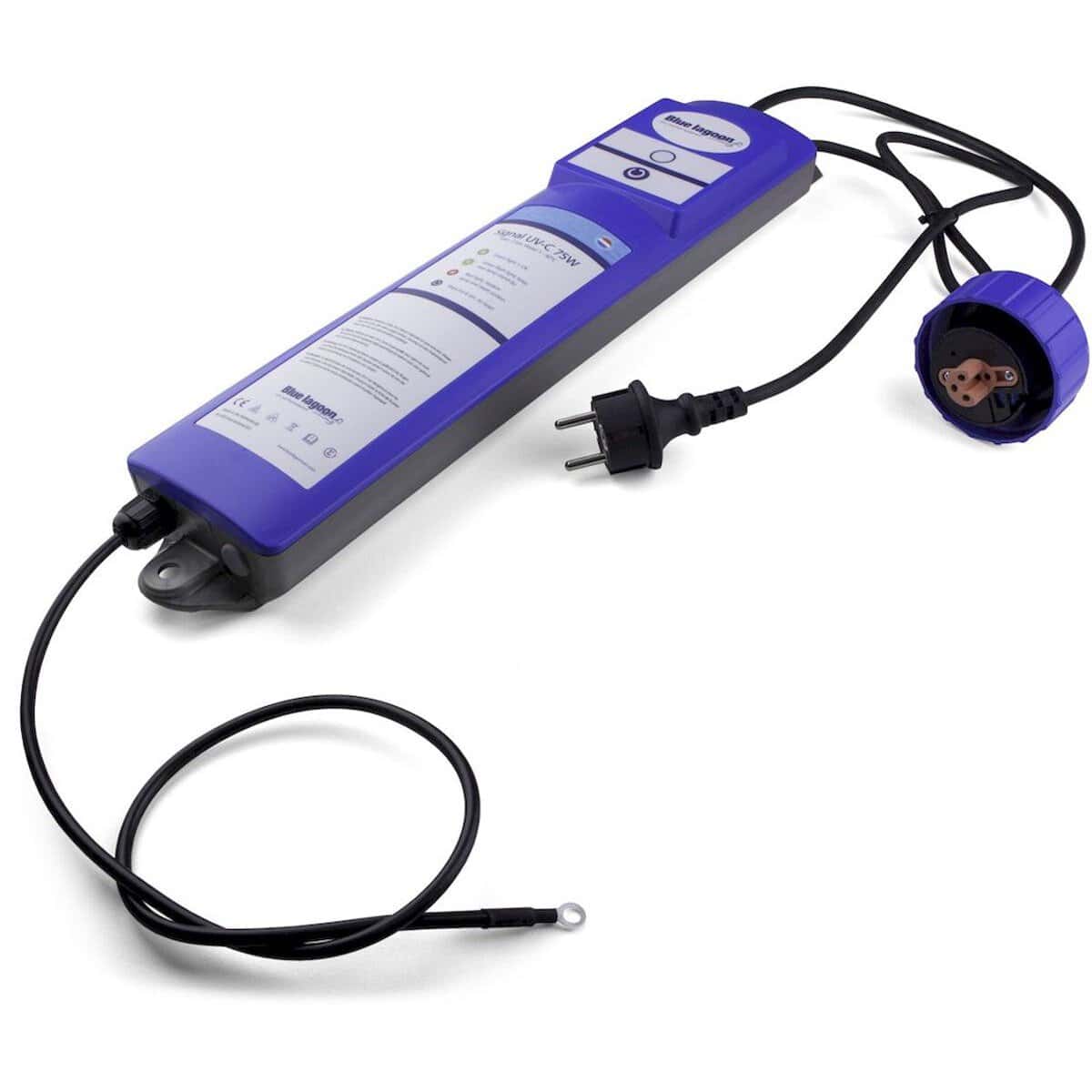 Elektrische Poolheizung mit Bedienfeld und Kabel.