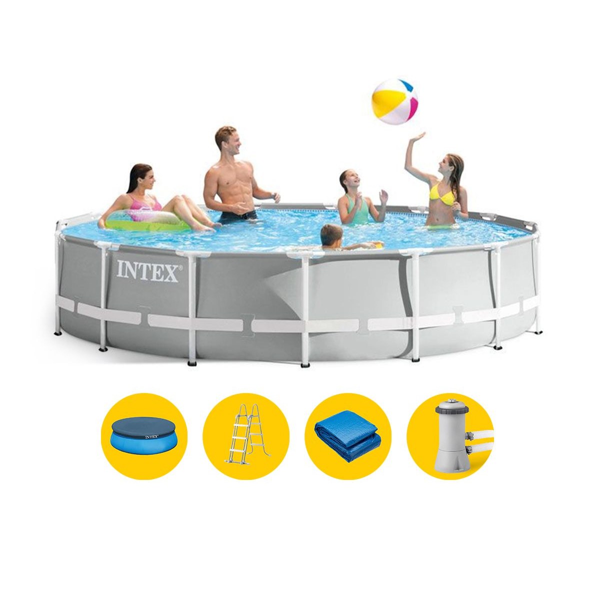 Intex Prism Frame Pool - 457 x 107 cm - mit Filterpumpe und Zubehör