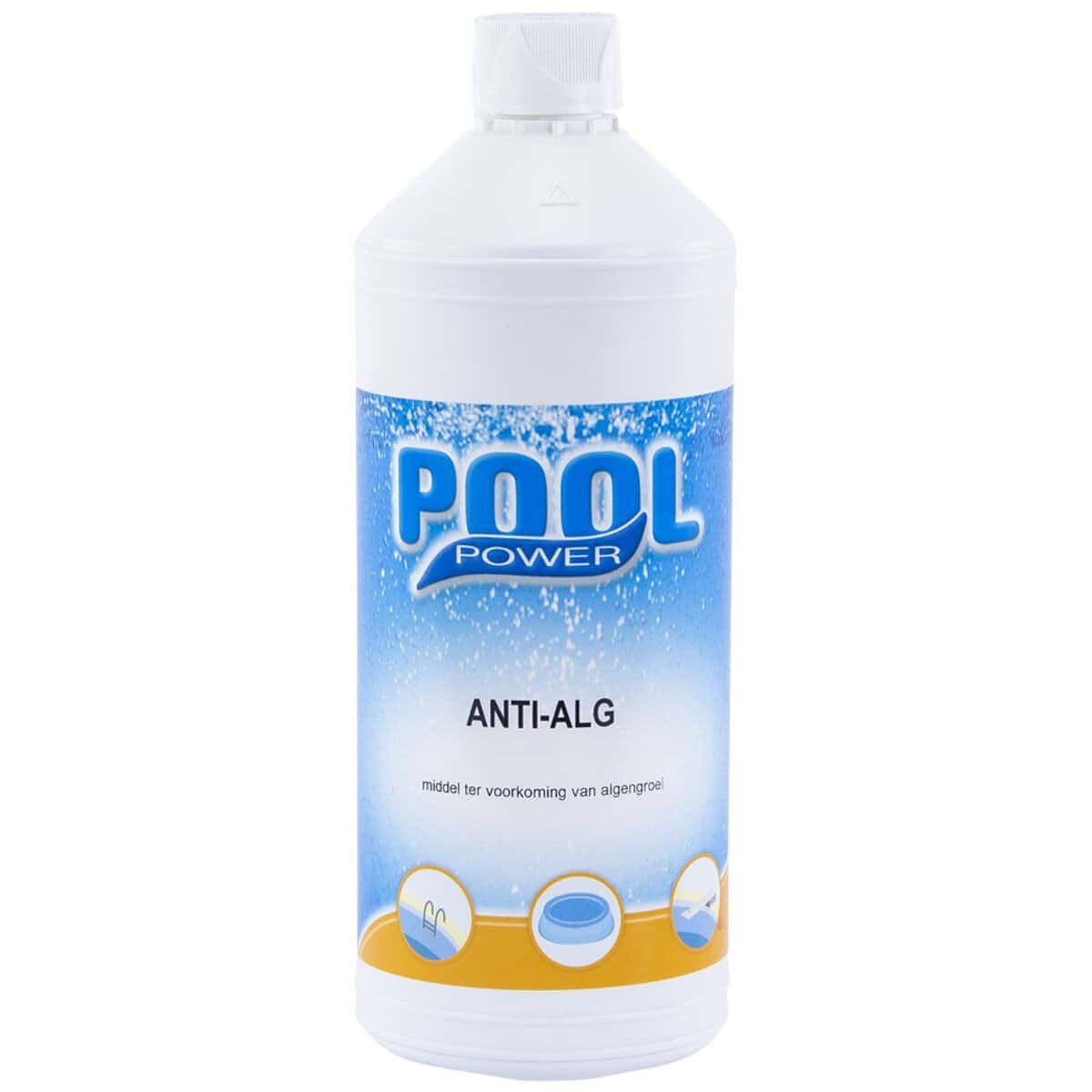 Pool-Anti-Algenmittel in Flasche, geeignet für Poolpflege und Vorbeugung von Algenwachstum.