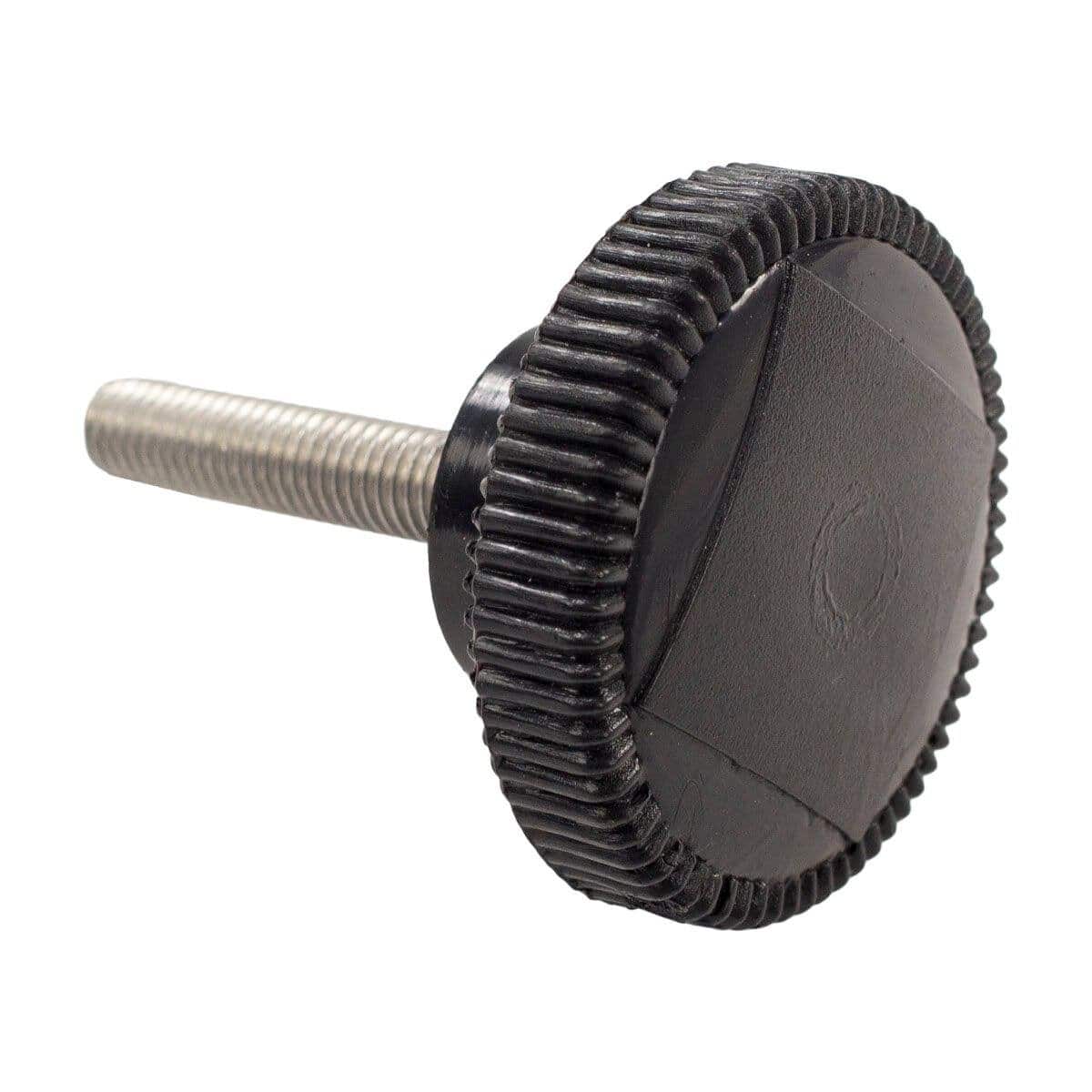 Drehknopf für Poolzubehör, schwarz mit Metallgewinde.
