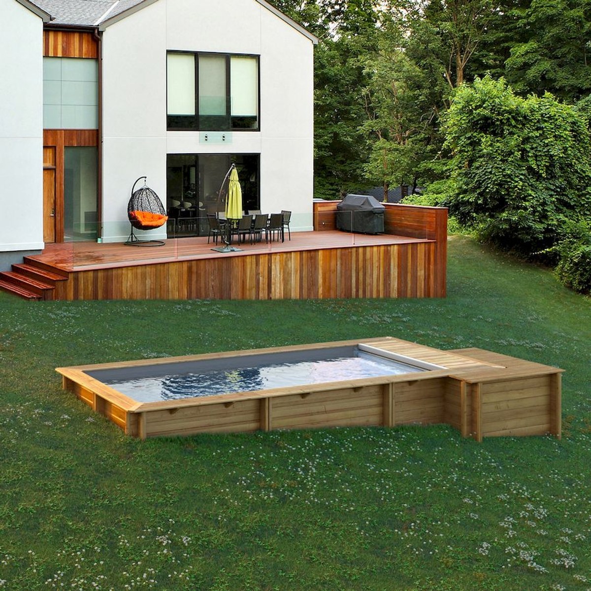 BWT Compact Stadtpool - 4.20 x 3.50 x 1.33 m - mit Sandfilterpumpe und Verkleidung