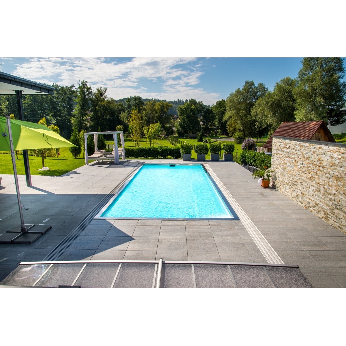 Polypropylen-Pool mit Ecktreppe - 6,10 x 3,10 x 1,50 m
