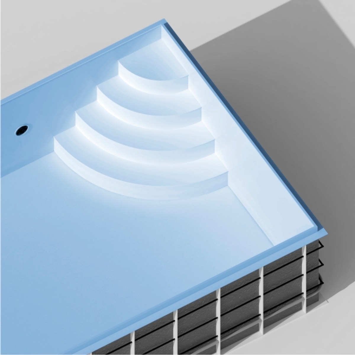 Polypropylen-Pool mit Ecktreppe - 7,20 x 3,50 x 1,50 m