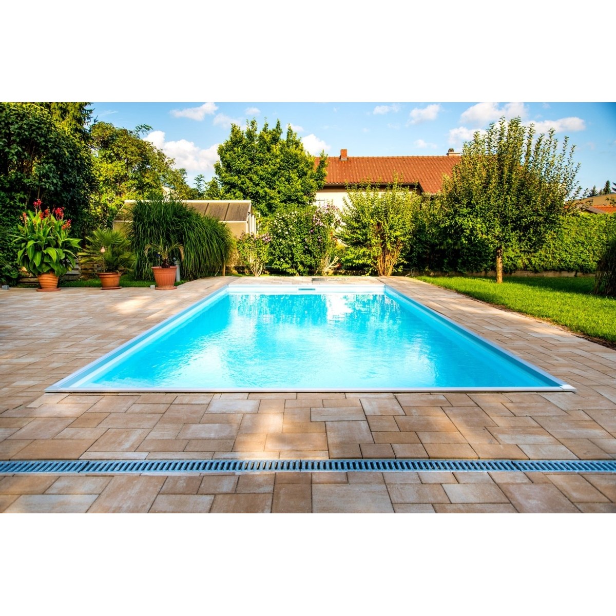 Polypropylen-Pool mit Ecktreppe - 7,20 x 3,50 x 1,50 m