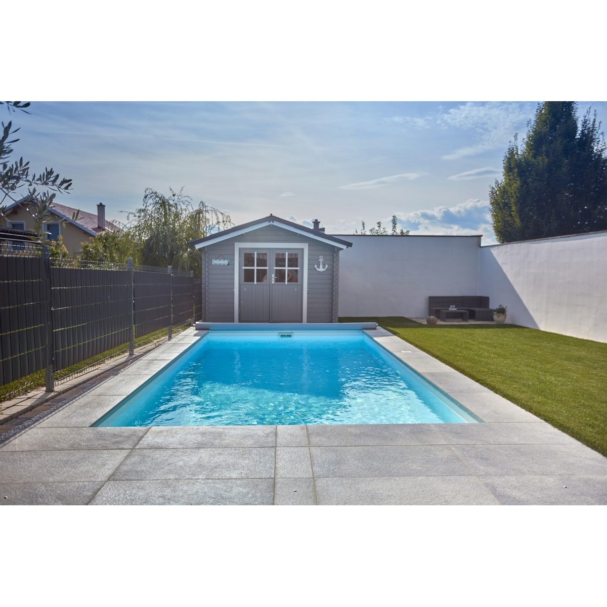 Polypropylen-Pool mit Ecktreppe - 7,20 x 3,50 x 1,50 m
