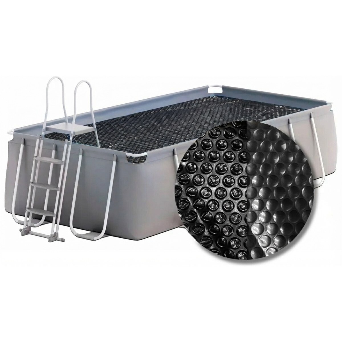 W'eau Premium solar cover rechteckig - 732 x 366 cm (Planenmaß 716 x 346) - Schwarz