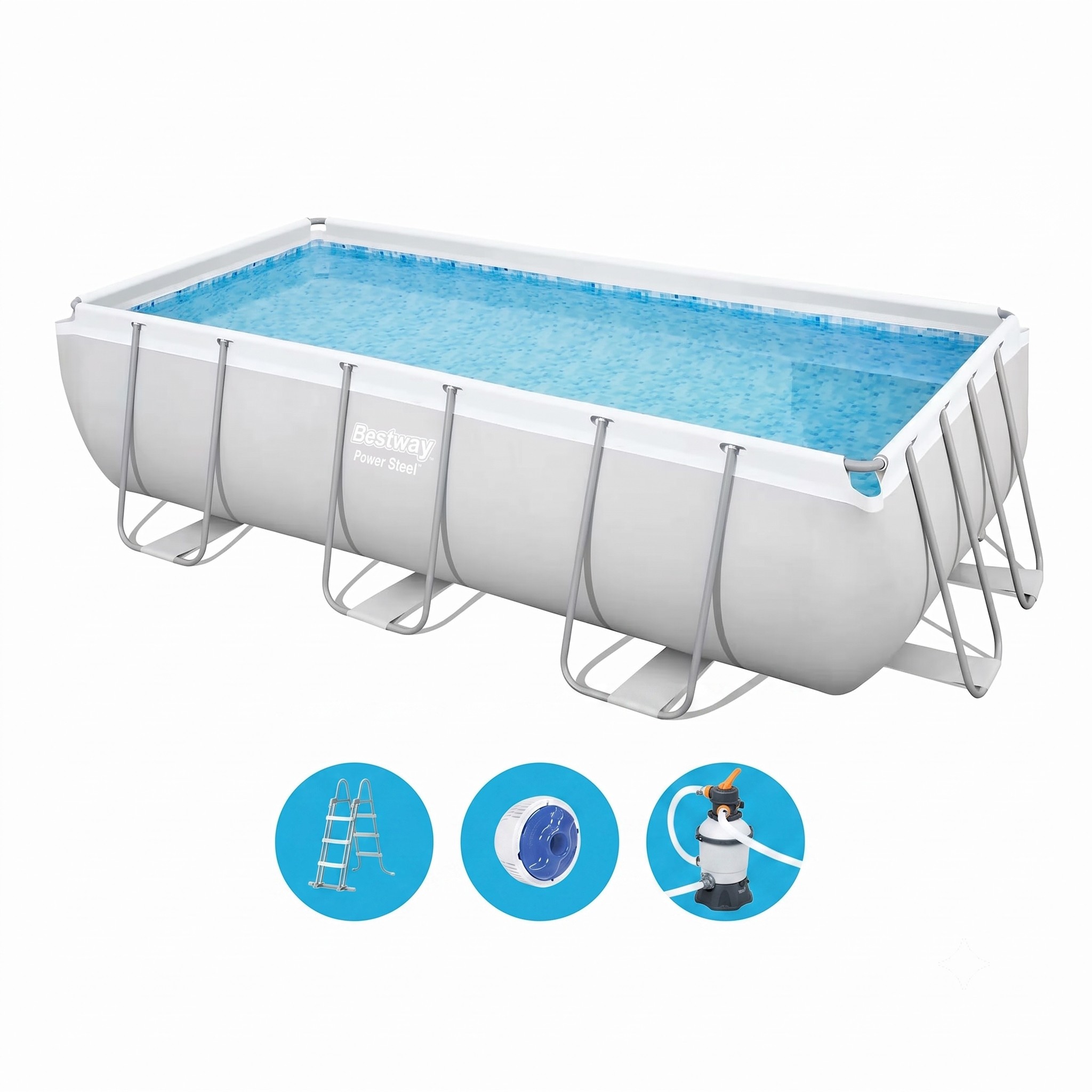 Bestway Power Steel Pool - 412 x 201 x 122 cm - mit Sandfilterpumpe und Zubehör