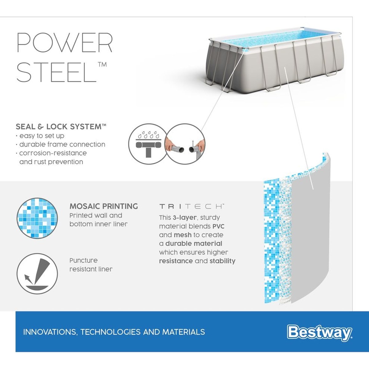 Bestway Power Steel Pool - 412 x 201 x 122 cm - mit Sandfilterpumpe und Zubehör