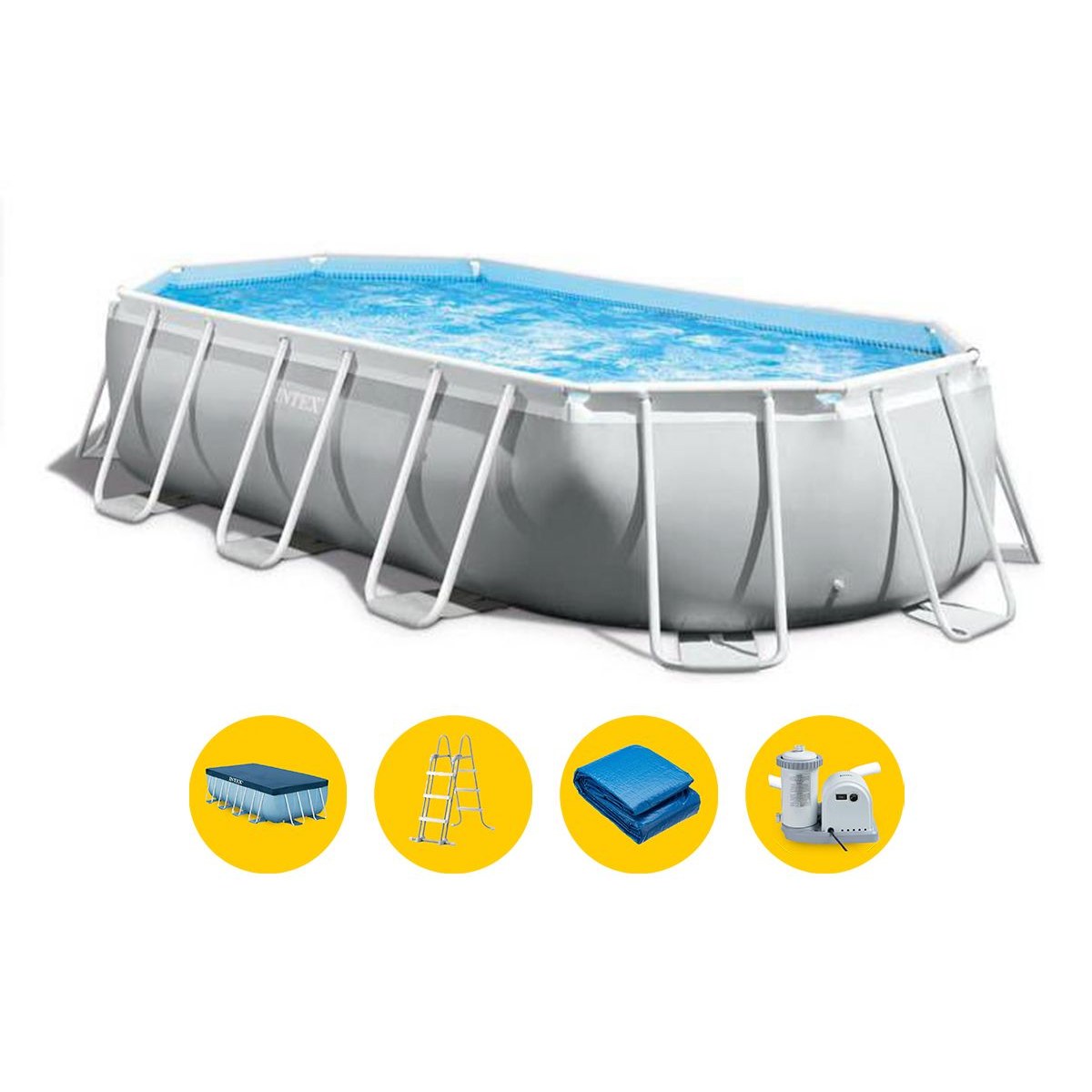 Intex Prism Frame Pool - 610 x 305 x 122 cm - mit Filterpumpe und Zubehör