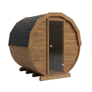 Holzbefeuerte Thermoholz-Fasssauna - 4 Personen